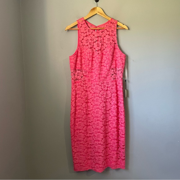 🩷🩷 NWT Trina Turk lace PINK Dress - Parry Sleeveless Lace Sheath SIZE 12 🩷🩷 - Picture 2 of 13